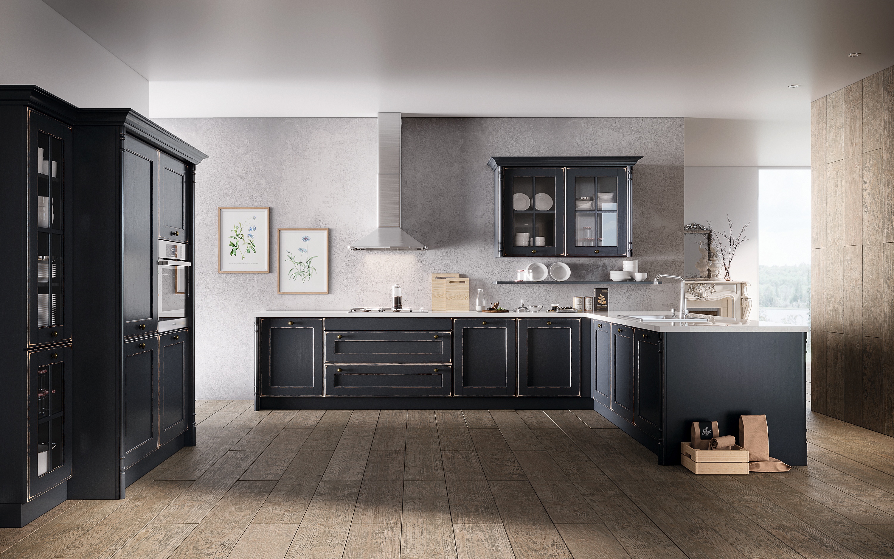 OSTER Landhausküche modern OLDHAM Erle Nightgrey